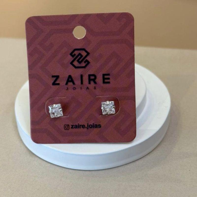 BRINCO PRATA PONTO DE LUZ QUADRADO 5MM