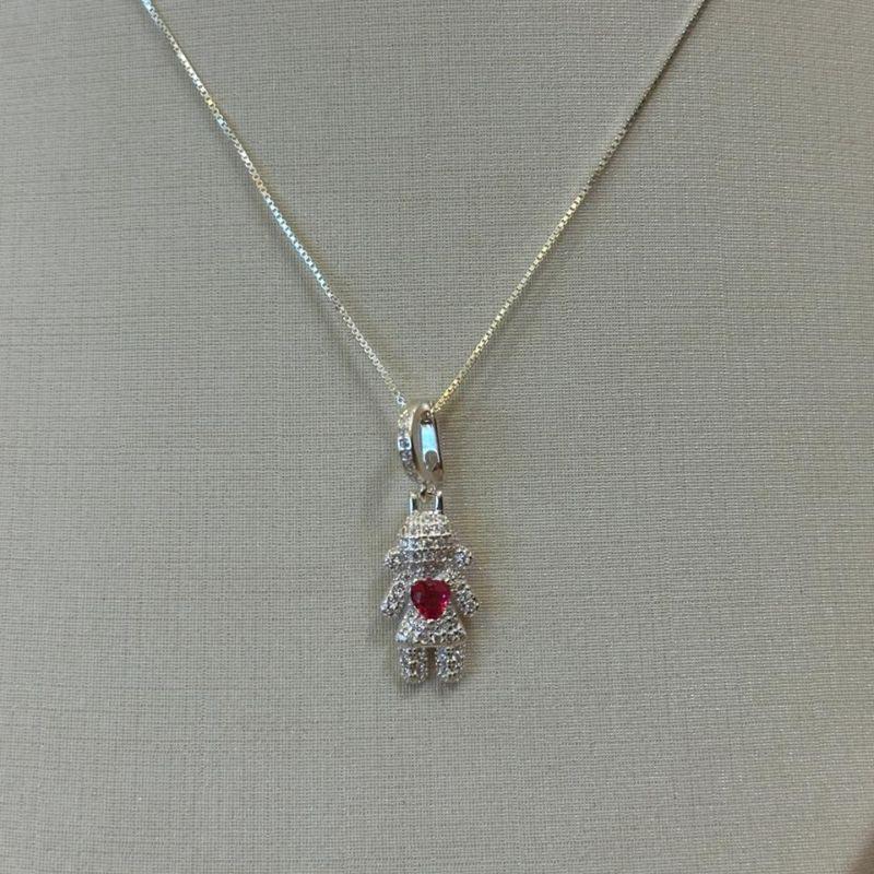 PINGENTE PRATA LUXO MENINA PINK