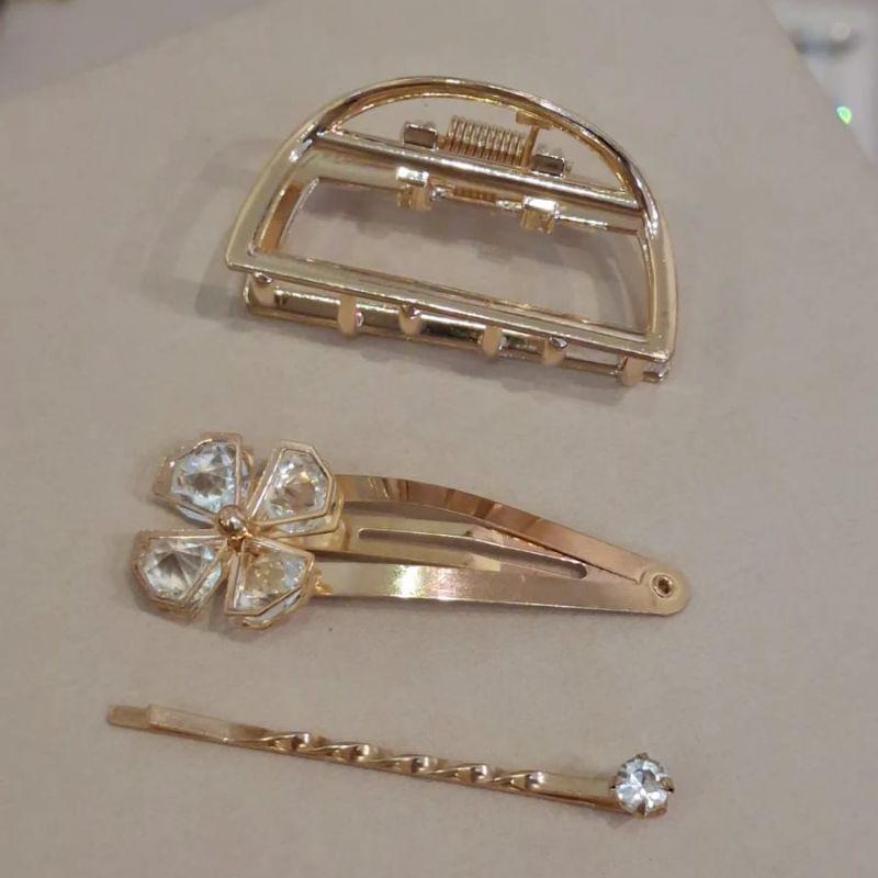 PRESILHA, TIC TAC FLOR E GRAMPO PONTO DE LUZ  - KIT C/3 PEÇAS