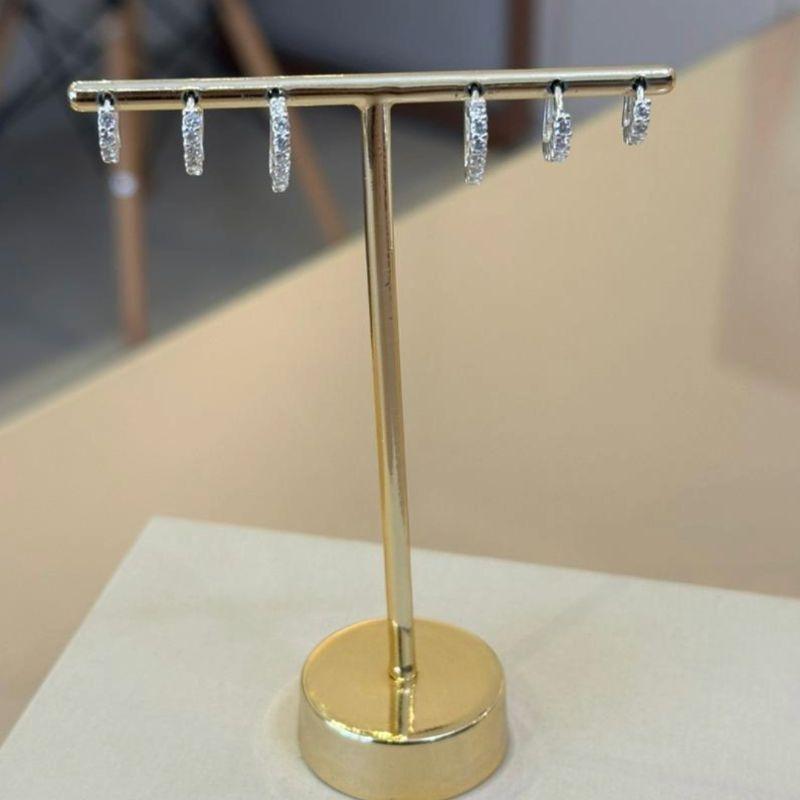 TRIO PRATA ARGOLA CORAÇÃO CRAVEJADA