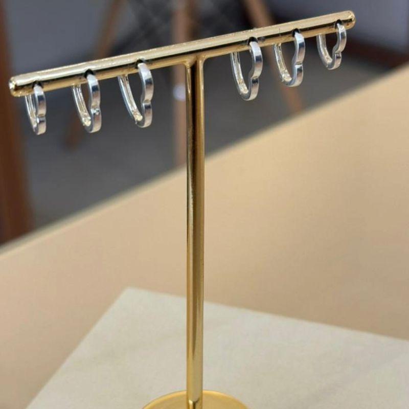 TRIO PRATA ARGOLA CORAÇÃO LISA