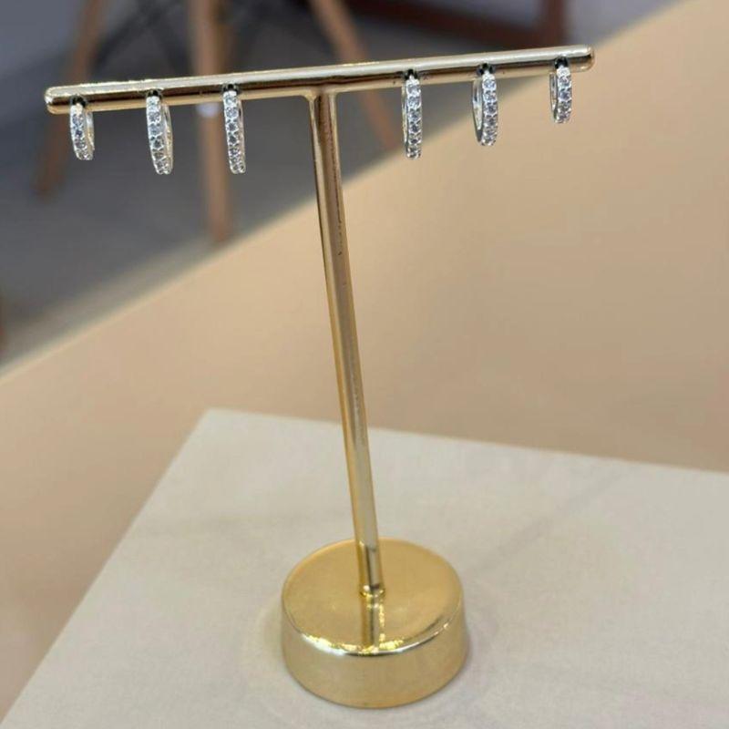 TRIO PRATA ARGOLAS CRAVEJADAS