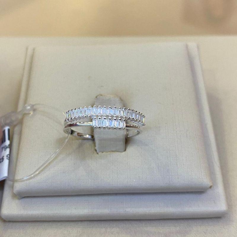 ANEL PRATA DUPLO ZIRCÔNIAS NAVETES TAMANHO 19