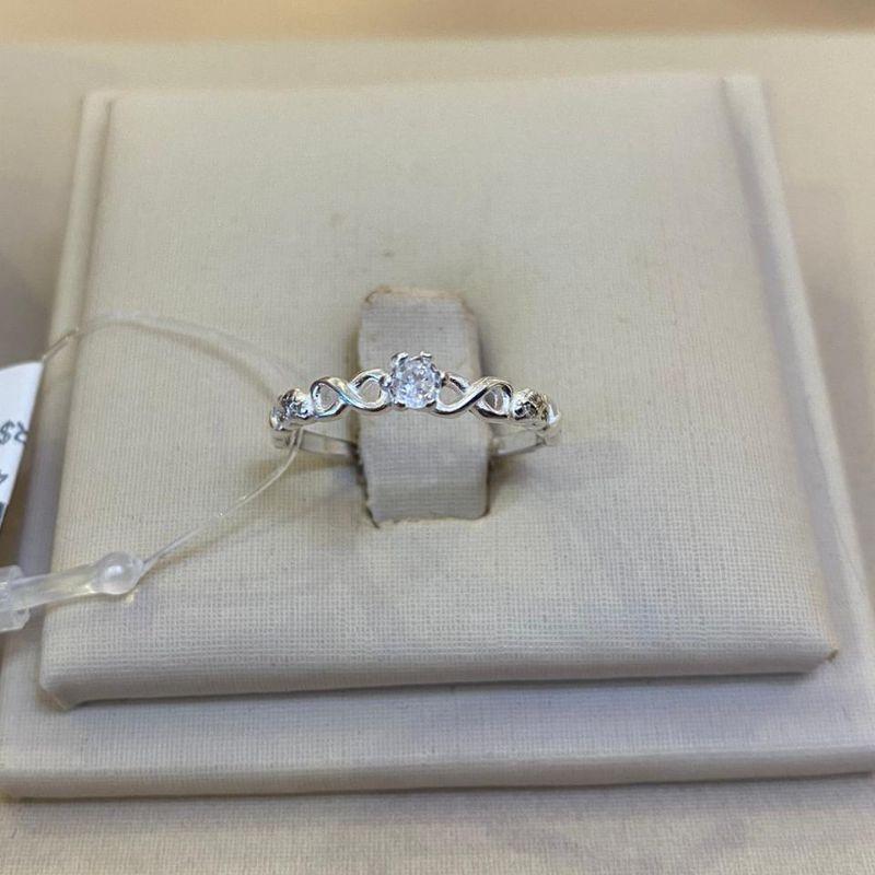 ANEL PRATA SOLITÁRIO INFINITO TAMANHO 14