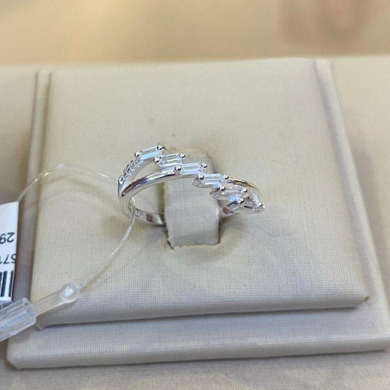 ANEL PRATA ZIRCÔNIAS NAVETES ESCADINHA TAMANHO 20