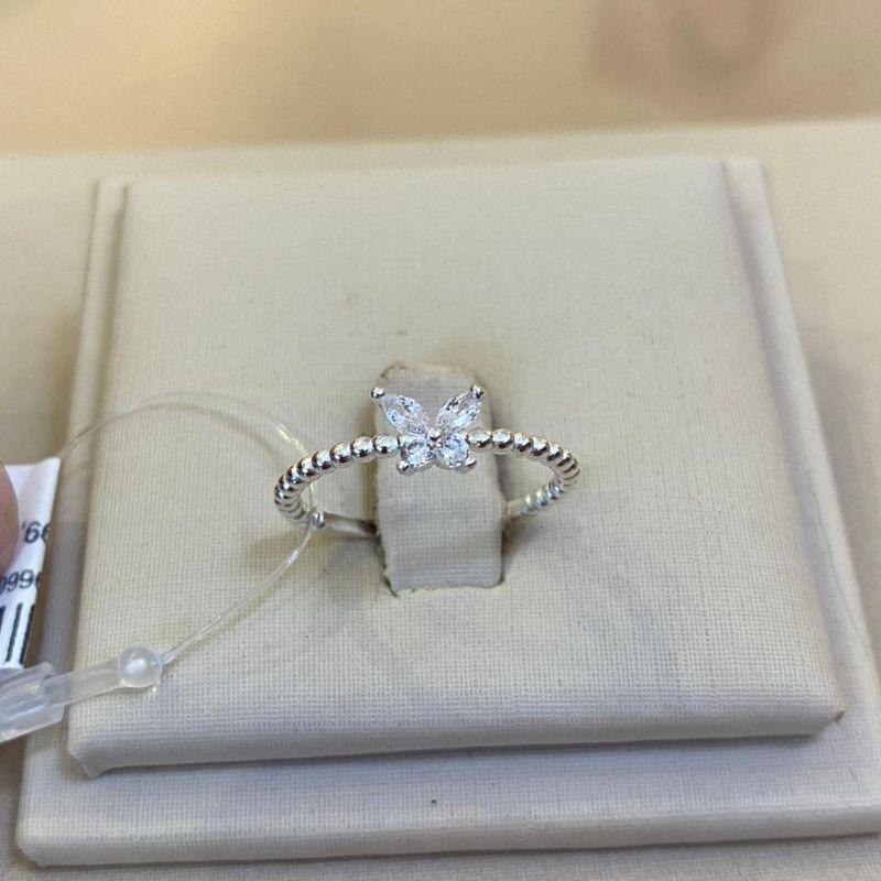 ANEL SOLITÁRIO PRATA BORBOLETA TAMANHO 16