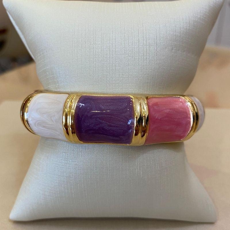 BRACELETE RESINADO ROSA, BRANCO E LILÁS