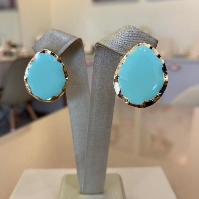 BRINCO GOTA RESINADO VERDE ÁGUA