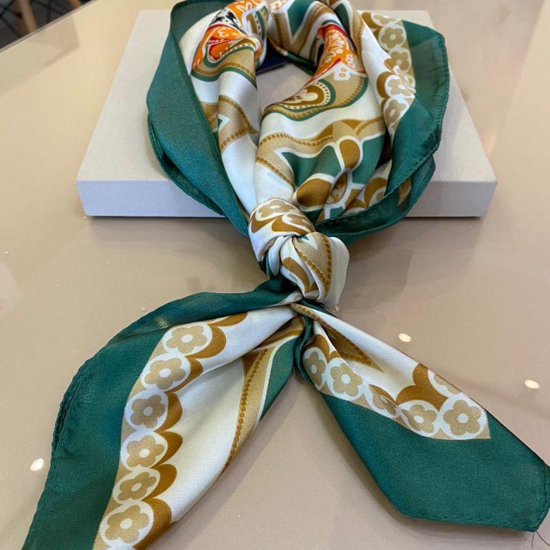 LENÇO VERDE E LARANJA 70X70CM