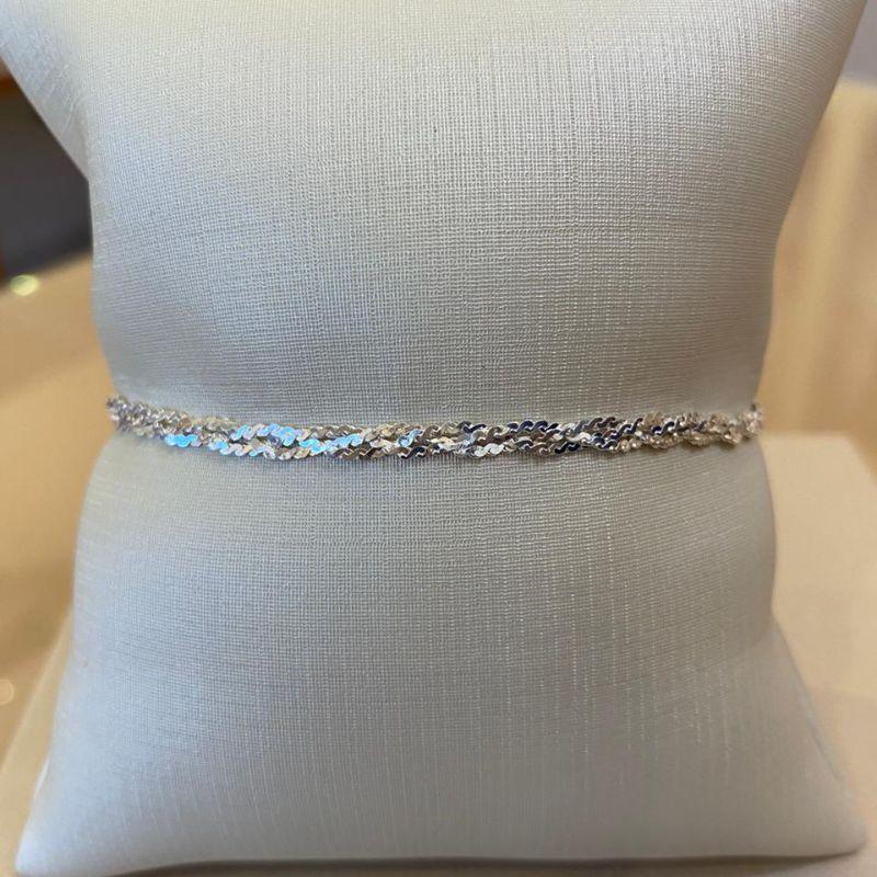 PULSEIRA PRATA TRANÇADA 2 FIOS