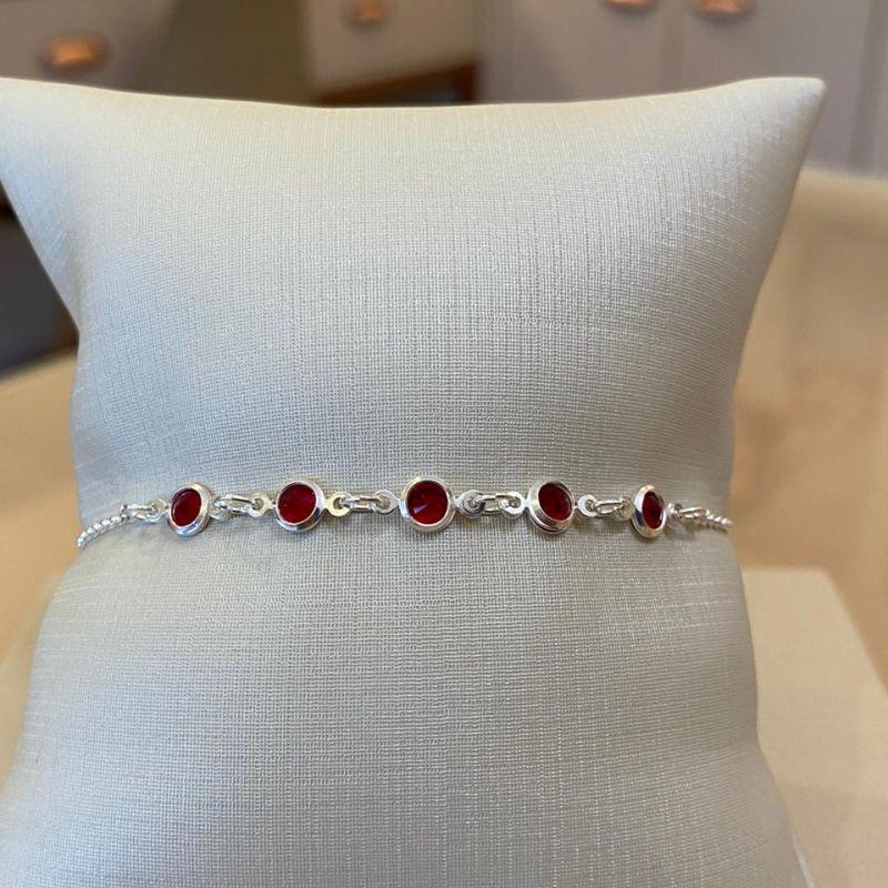 PULSEIRA PRATA ZIRCÔNIAS VERMELHAS
